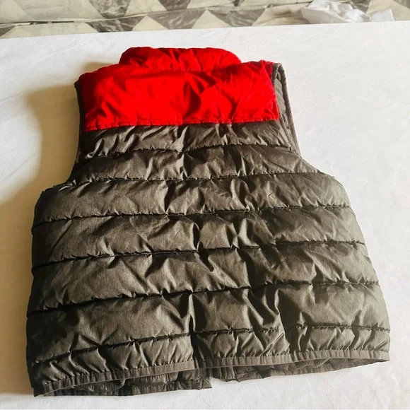 Boys Puffer Vest gap kids zip up jacket coat red and gray size large - Picture 2 of 7